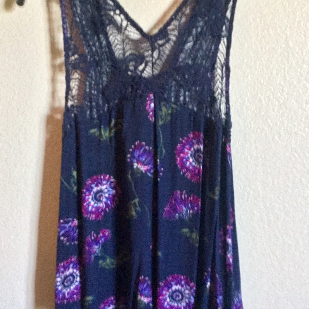 Navy Blue Lace in Back. Made of soft cotton.